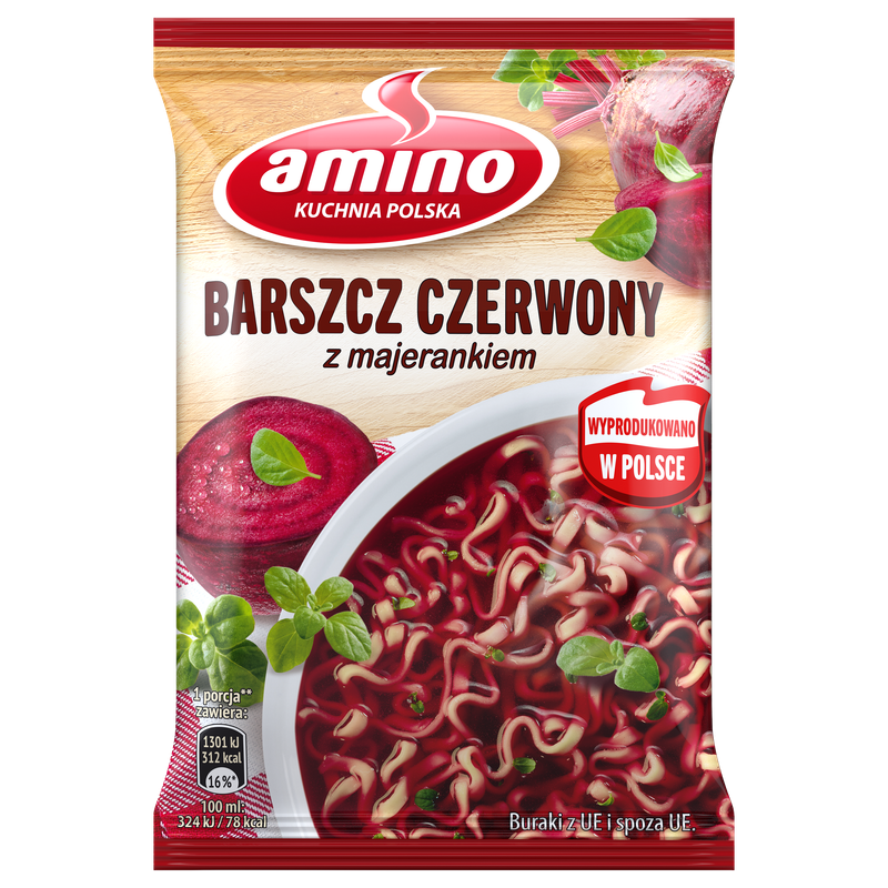 Amino Zupa błyskawiczna barszcz czerwony z majerankiem 66 g